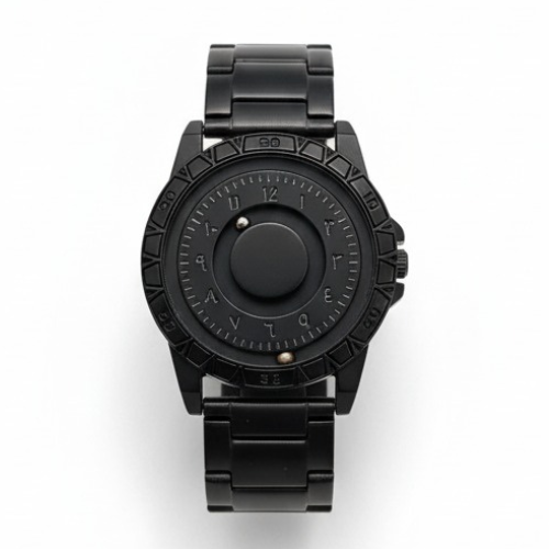 Luxury All-Black Arabic Dial Magnetic Ball Watch