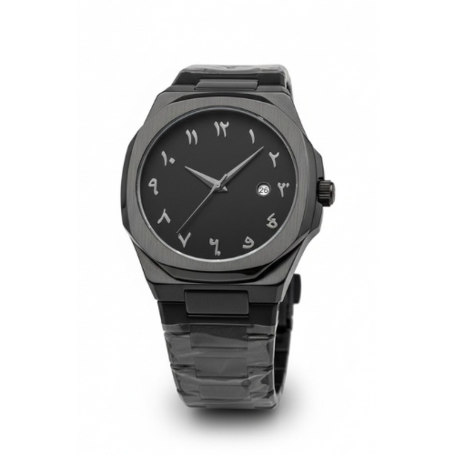 Black Arabic Aura Watch – Elegant Stainless Steel Timepiece