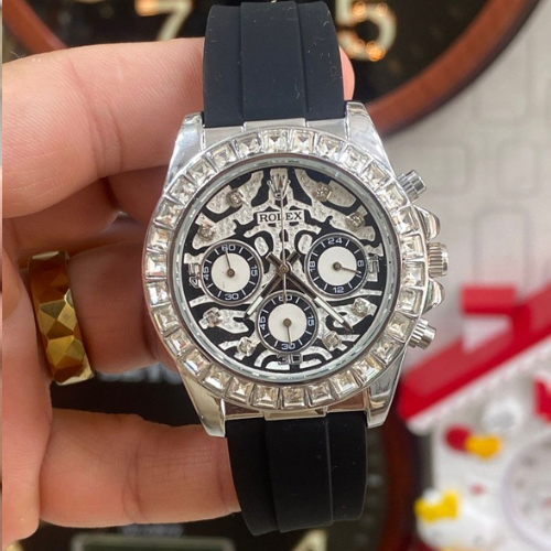 Rolex Skeleton Dial Gold Bezel Chronograph Watch