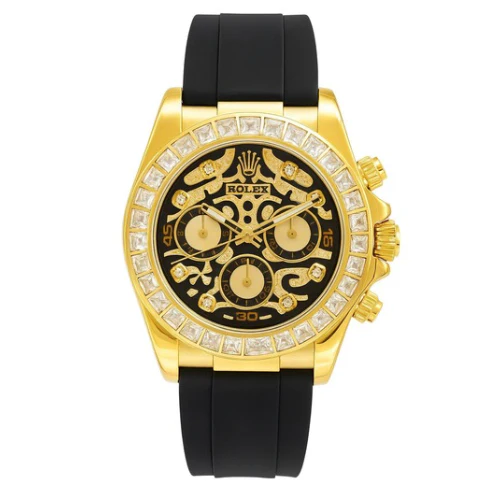 Rolex Skeleton Dial Gold Bezel Chronograph Watch