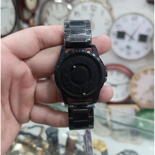 Luxury All-Black Arabic Dial Magnetic Ball Watch - Image 4