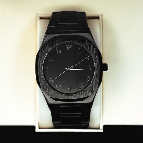 Black Arabic Aura Watch – Elegant Stainless Steel Timepiece - Image 2